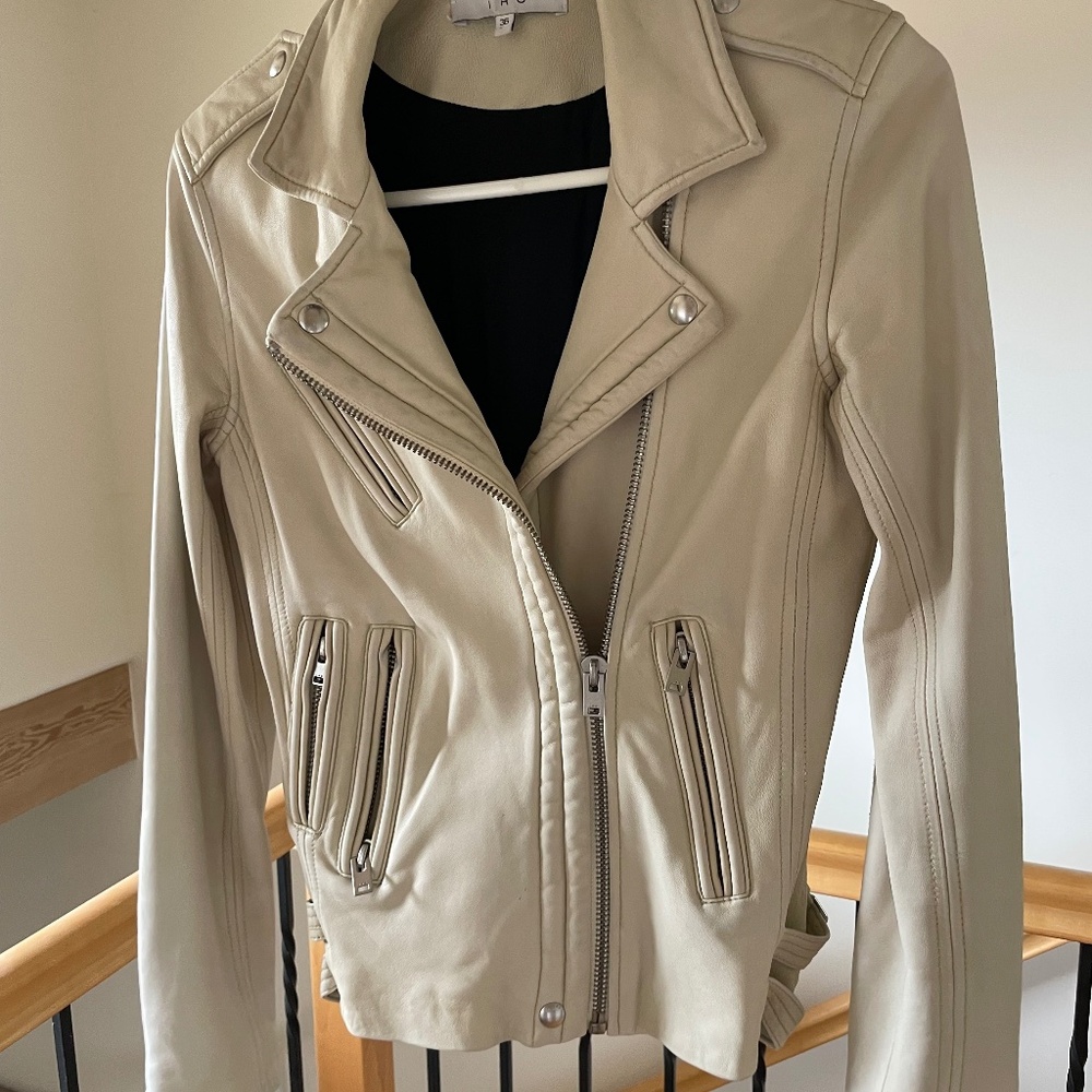 IRO cream leather motorcycle jacket size 36